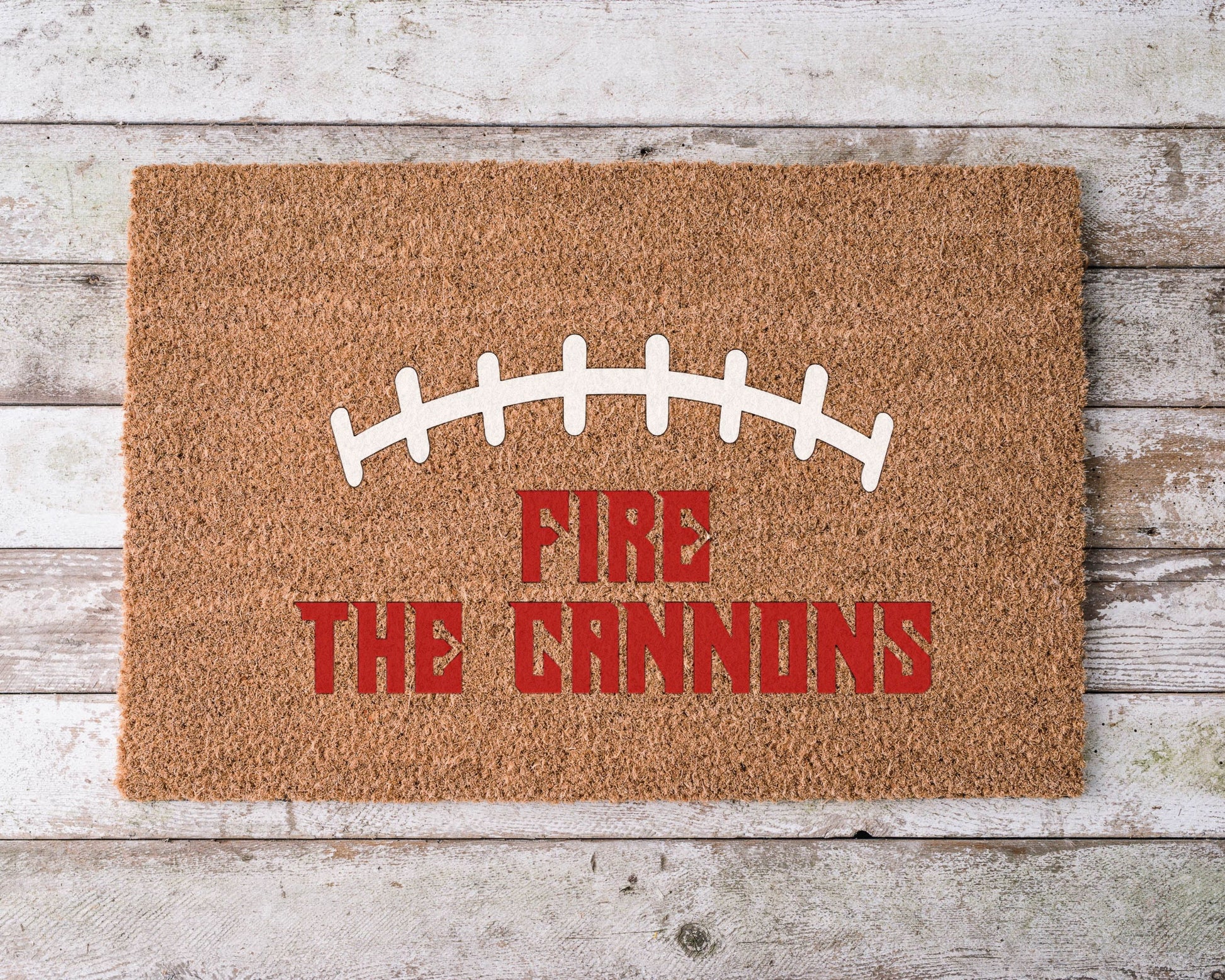 Tampa Bay Buccaneers Fire the Cannons doormat – custom hand-painted coir mat