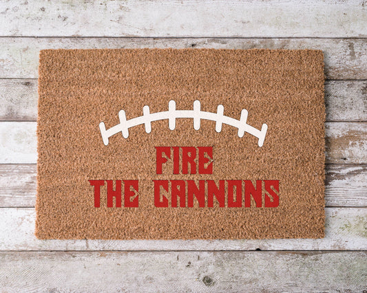 Tampa Bay Buccaneers Fire the Cannons doormat – custom hand-painted coir mat