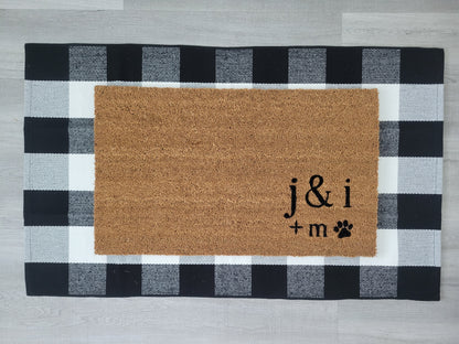 Custom Initials & Dog Paw Doormat