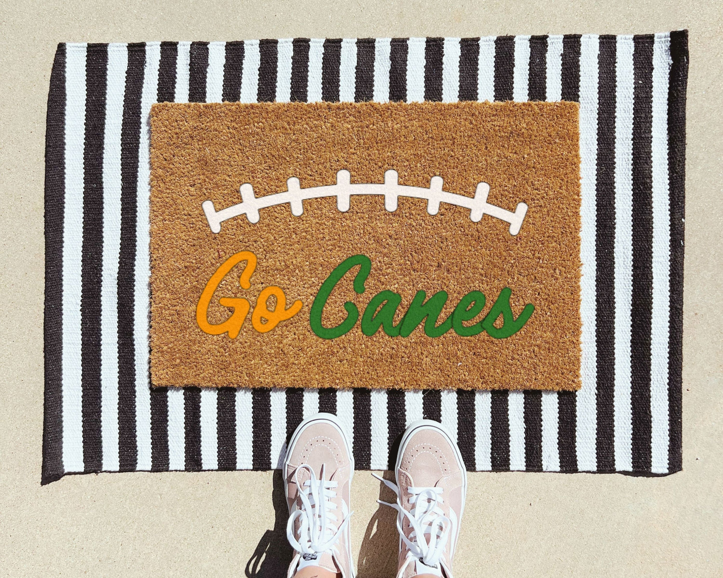 University of Miami Doormat – “Go Canes” Custom Football Welcome Mat