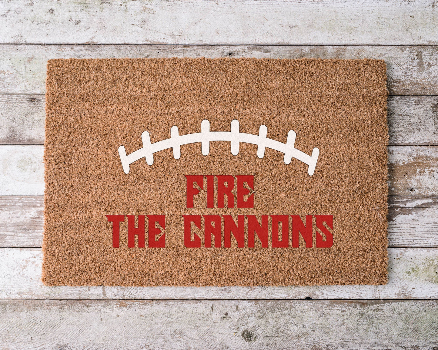 Tampa Bay Buccaneers Fire the Cannons doormat – custom hand-painted coir mat