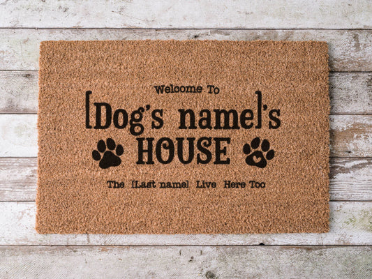 Welcome to [Dog's name]'s House.....The [Last Name]s Live Here Too