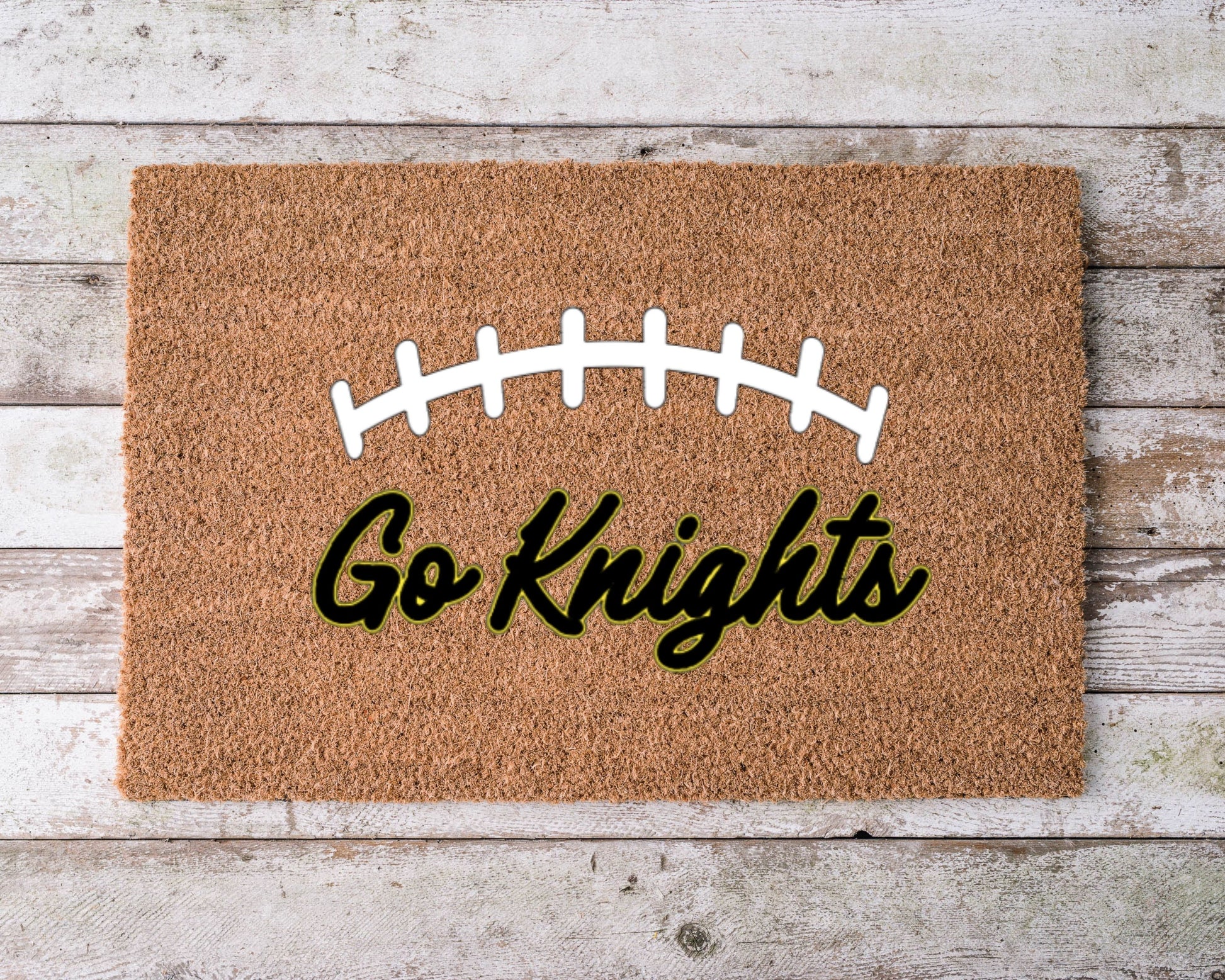 UCF Go Knights doormat – custom college football team welcome mat in black and gold
