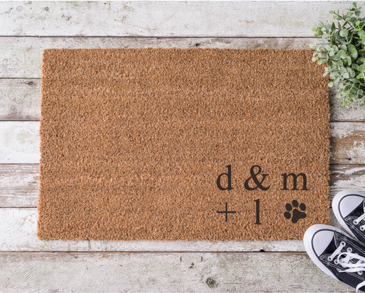 Custom Initials & Dog Paw Doormat